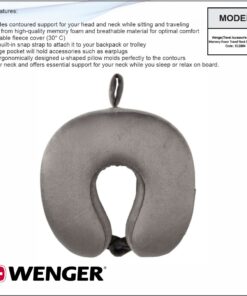 Wenger, Refresh, Memory Foam Travel Neck Pillow, Grey