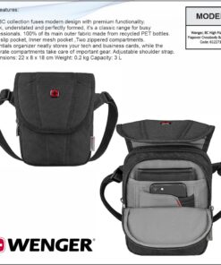 Wenger, BC High Flapover, Flapover Crossbody Bag, Black