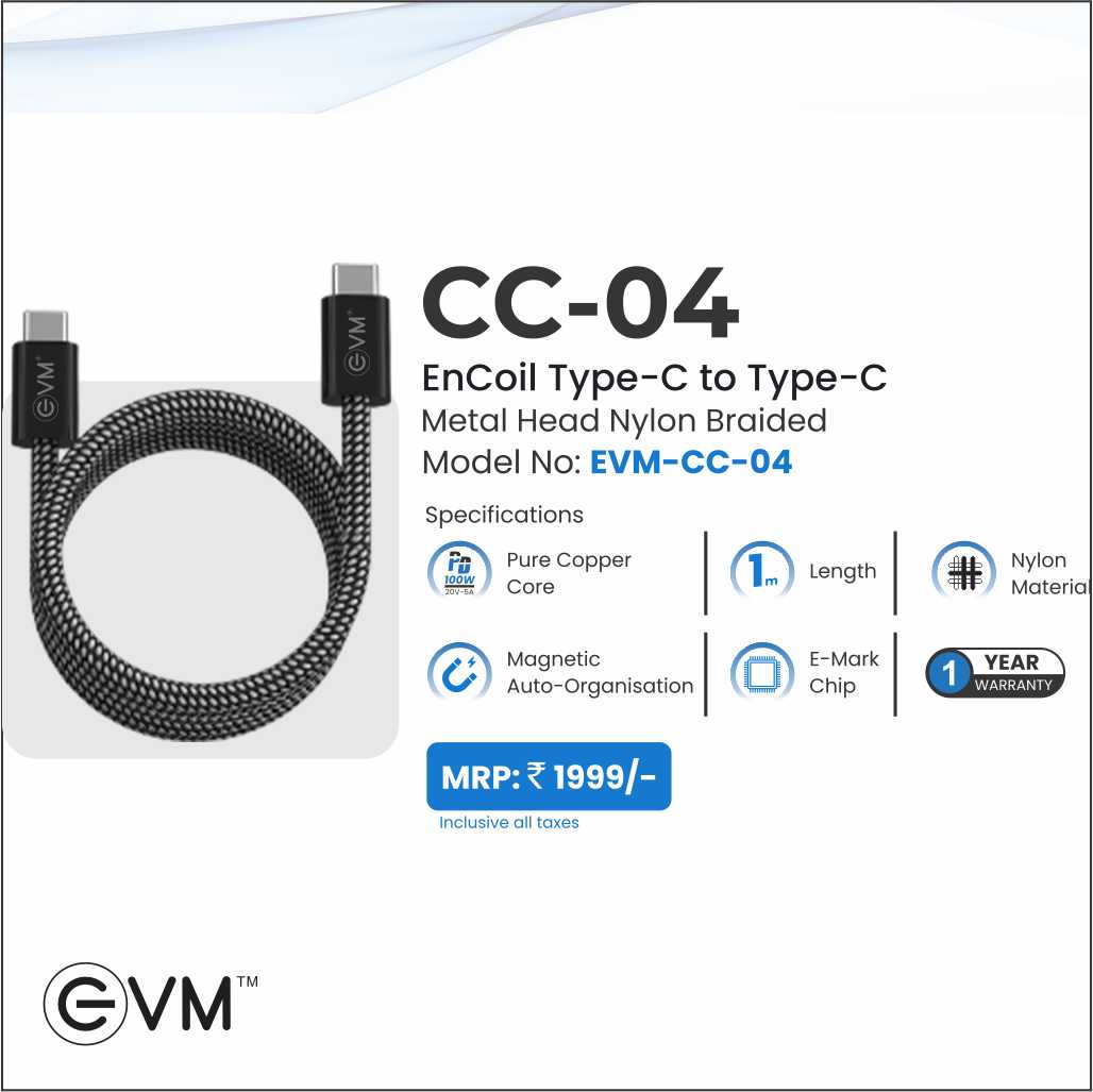 CC-04 EnCoil Type-C to Type-C Metal Head Nylon Braided