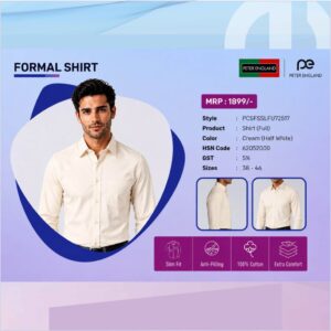 Peter England Cream Half White Formal Shirt