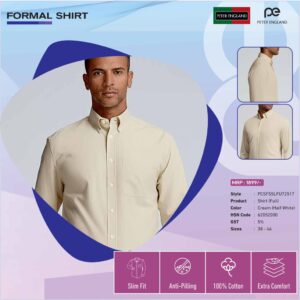 Peter England Cream Half White Formal Shirt