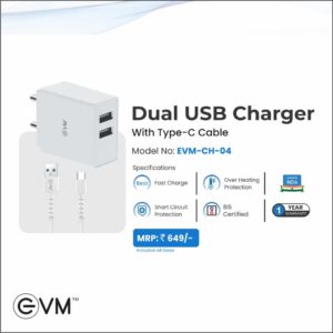 Dual USB Charger With Type-C Cable