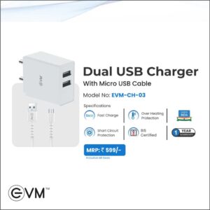 Dual USB Charger With Micro USB Cable
