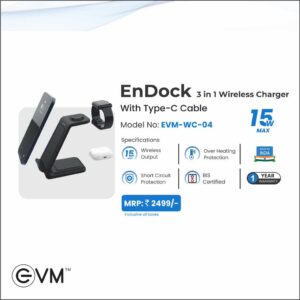 EnDock 3 in 1 Wireless Charger With Type-C Cable