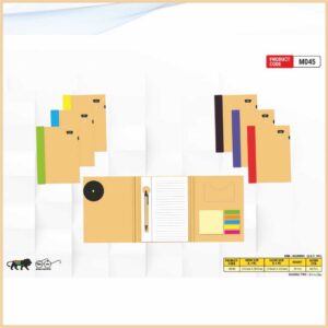 Three Fold Sticky Note Pad With Day Calender And Pen