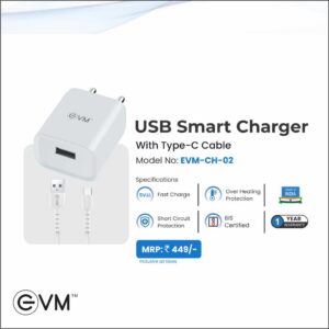 USB Smart Charger With Type-C Cable