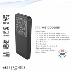 A258-ZEB MB10000S15 MOBILE BATTERY CHARGER (BLACK)