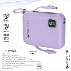 A253-ZEB MW64 10000MAH-22.5W MOBILE BATTERY MINI CHARGER (BLACK)