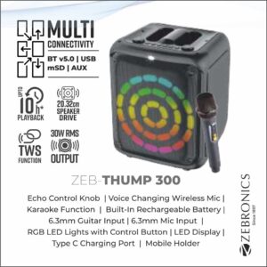 SPK-ZEBRONICS PORTABLE BLUETOOTH SPEAKER (THUMP 300)