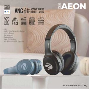 H-ZEBRONICS BLUETOOTH HEADPHONE WITH MIC (AEON BLACK)