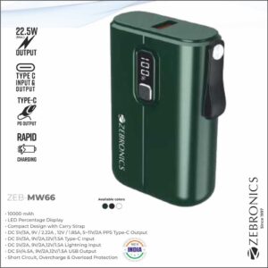 A248-ZEB MW66 10000MAH-22.5W MOBILE BATTERY MINI CHARGER (BLACK)