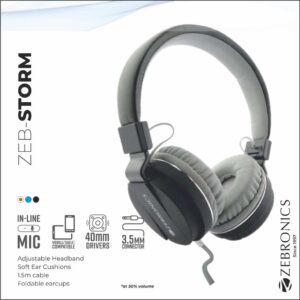 H-ZEBRONICS HEADPHONE WITH MIC (STORM BLUE)