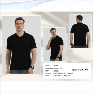 Reebok Polo PC 60% 40% Tshirt - Black