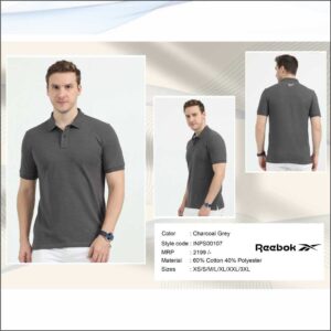 Reebok Polo PC 60% 40% Tshirt - Charcoal