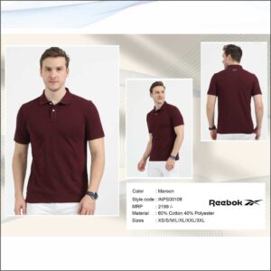 Reebok Polo PC 60% 40% Tshirt - Maroon