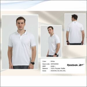 Reebok Polo 100% Polyester Waffle Tshirt - White
