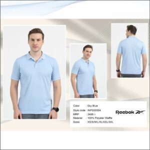 Reebok Polo 100% Polyester Waffle Tshirt - Light Blue