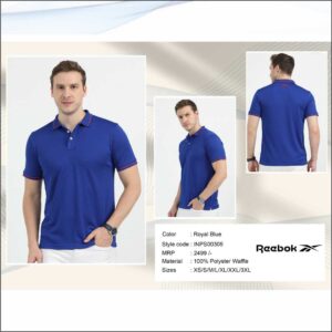 Reebok Polo 100% Polyester Waffle Tshirt - Royal Blue