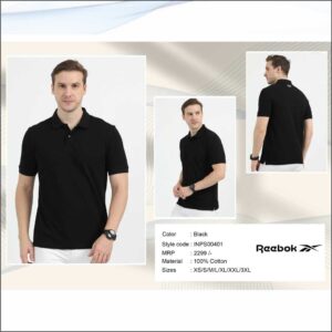 Reebok Polo 100% Cotton Tshirt - Black