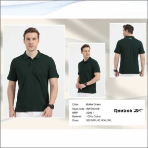 Reebok Polo 100% Cotton Tshirt - Bottle Green