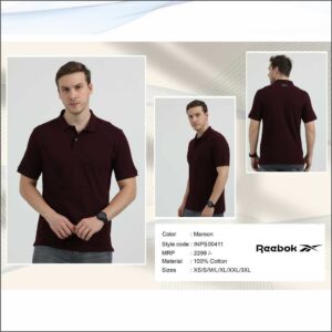 Reebok Polo 100% Cotton Tshirt - Maroon