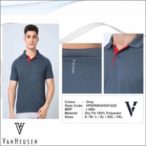 Van Heusen Dry Fit Polo Tshirt - Grey
