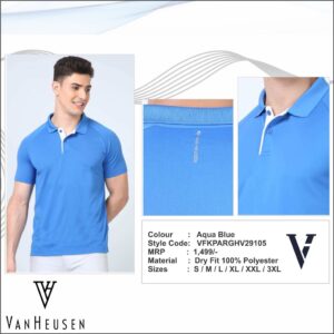 Van Heusen Dry Fit Polo Tshirt - Aqua Blue
