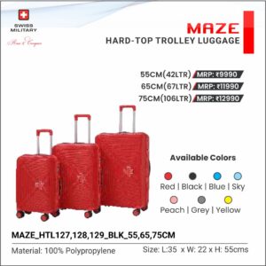 Swiss Military Maze Hard Top Trolley Bag - 75 cms