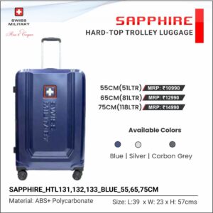 Swiss Military Sapphire Hard Top Trolley Bag - 75 cms