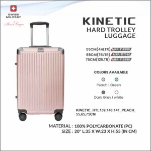 Swiss Military Kinetic Hard Trolley Bag - 75 cms