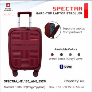 Swiss Military Spectra Hard Top Trolley Bag - 55 cms