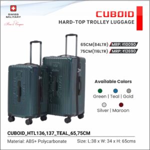 Swiss Military Cuboid Hard Trolley Bag - 75 cms