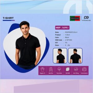 Peter England Black Colour Polo Tshirt