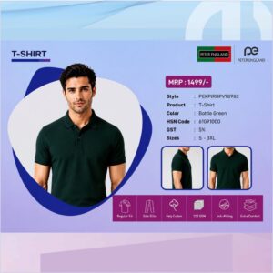 Peter England Bottle Green Colour Polo Tshirt