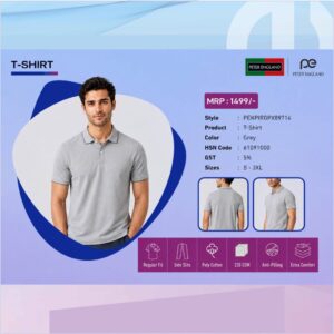 Peter England Grey Colour Polo Tshirt