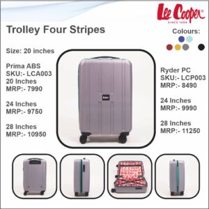 Lee Cooper Four Stripes ABS Trolley Bag - 20 inches