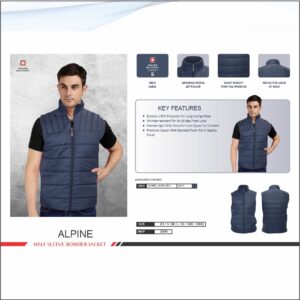 Swiss Military Polyester Navy Blue Half Sleeve Bomber Jacket