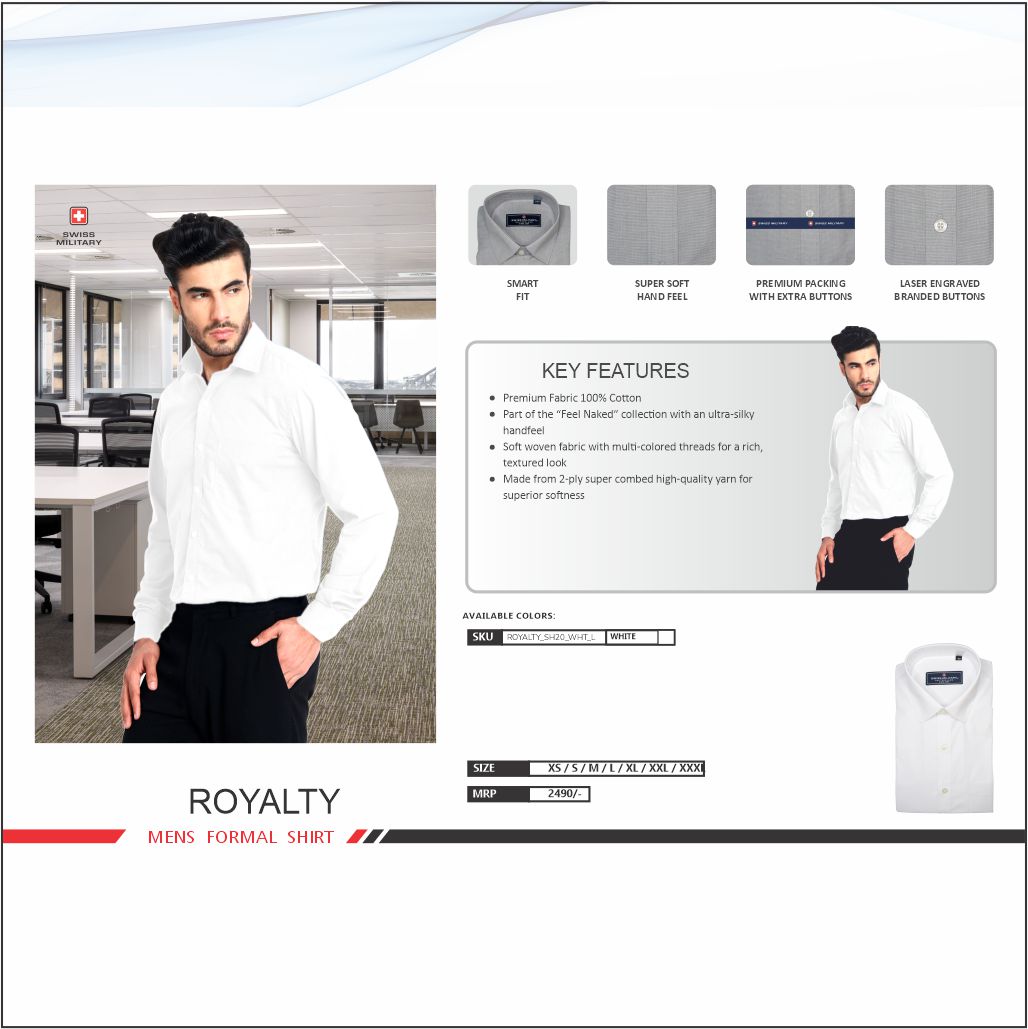 Swiss Military White 100% Cotton Shirt