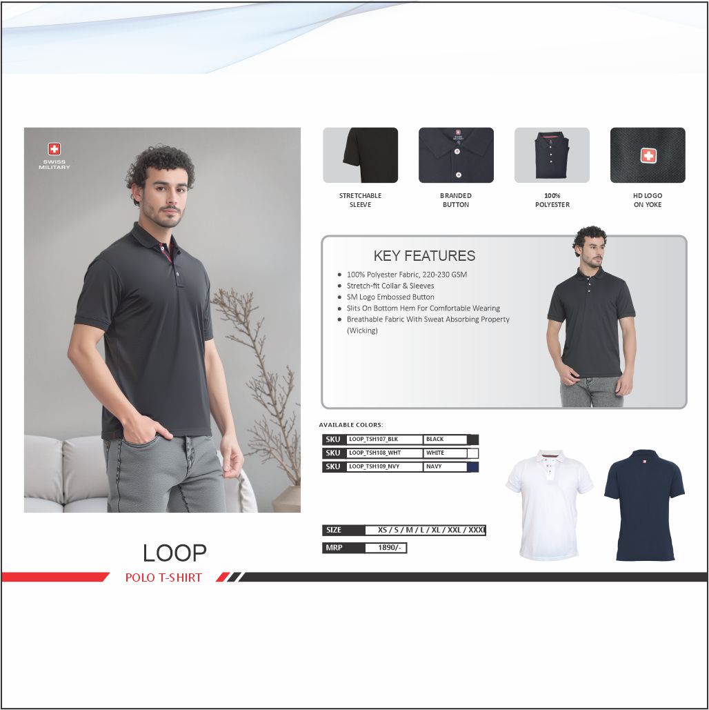 Swiss Military Dry Fit Navy Blue Polo Tshirt