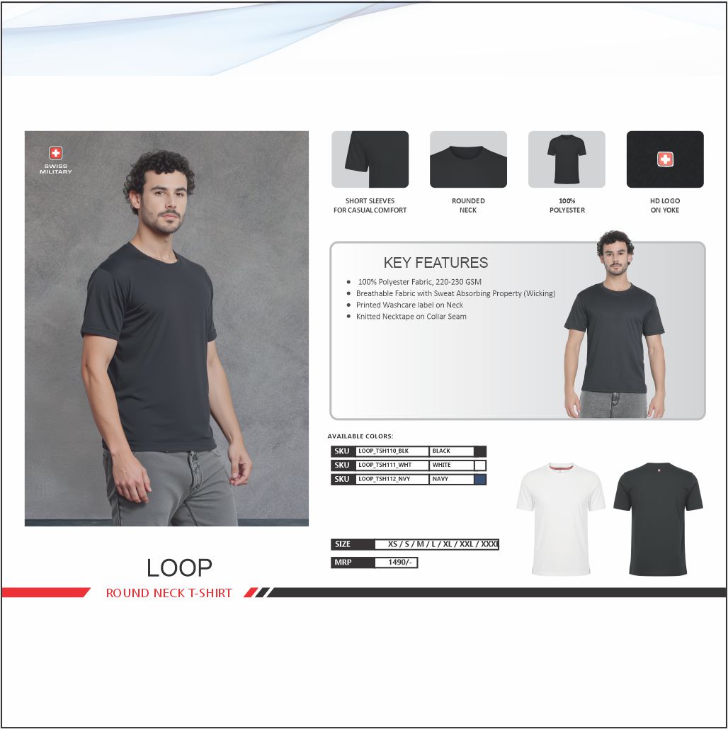 Swiss Military Dry Fit Navy Blue Round Neck Tshirt