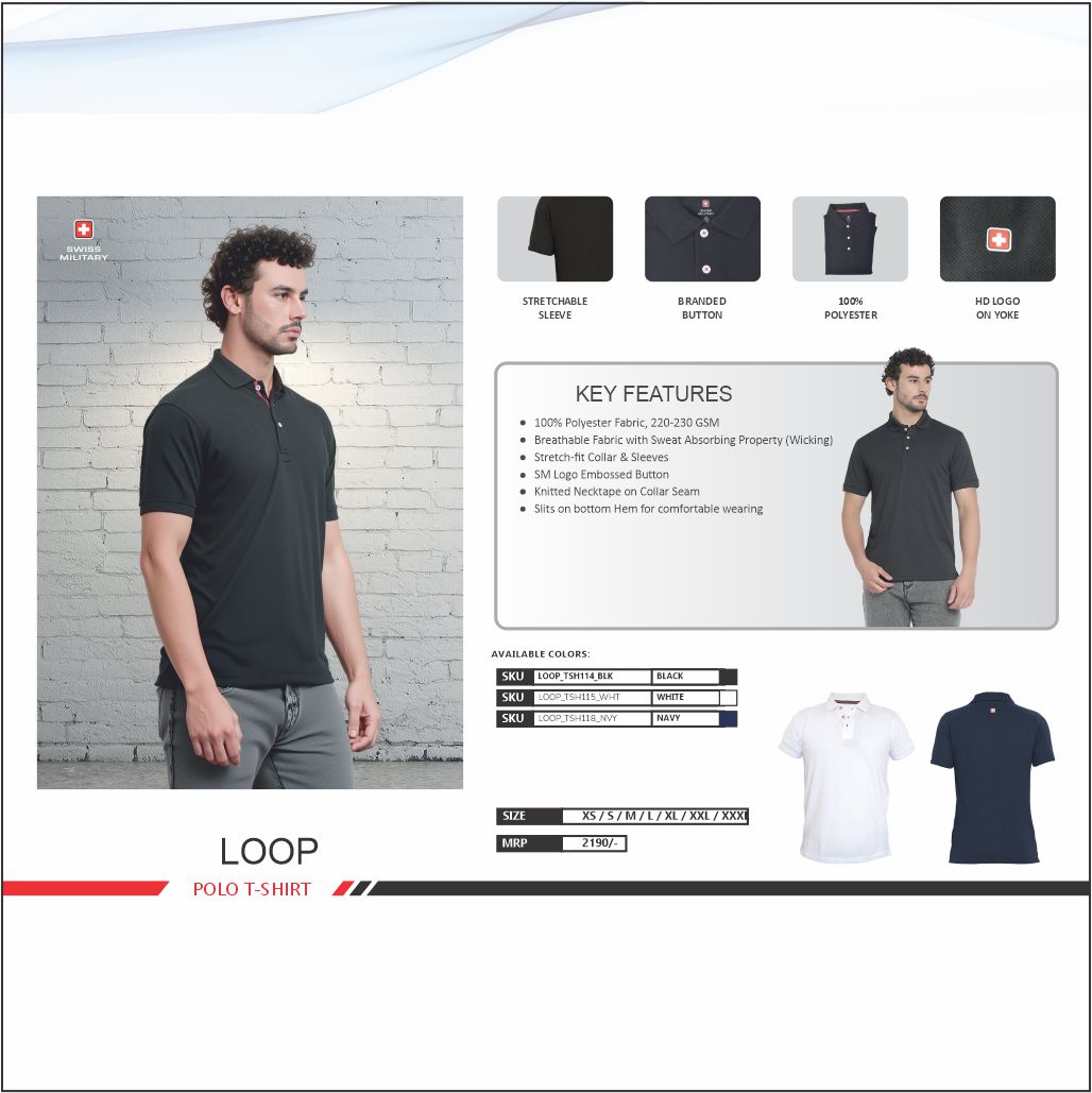 Swiss Military Dry Fit White Polo Tshirt