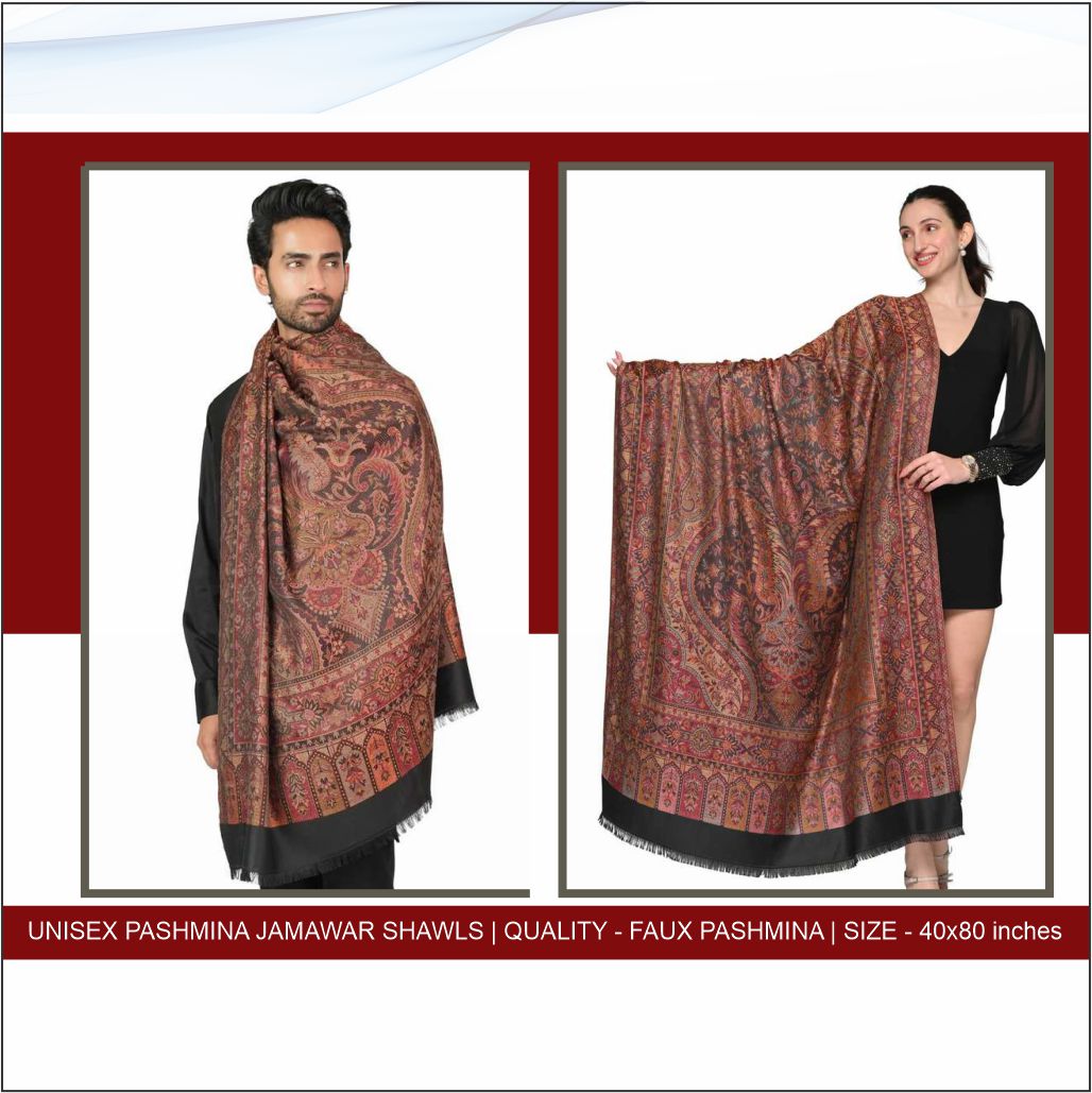Unisex Pashmina Jamawar Shawls - Image 2