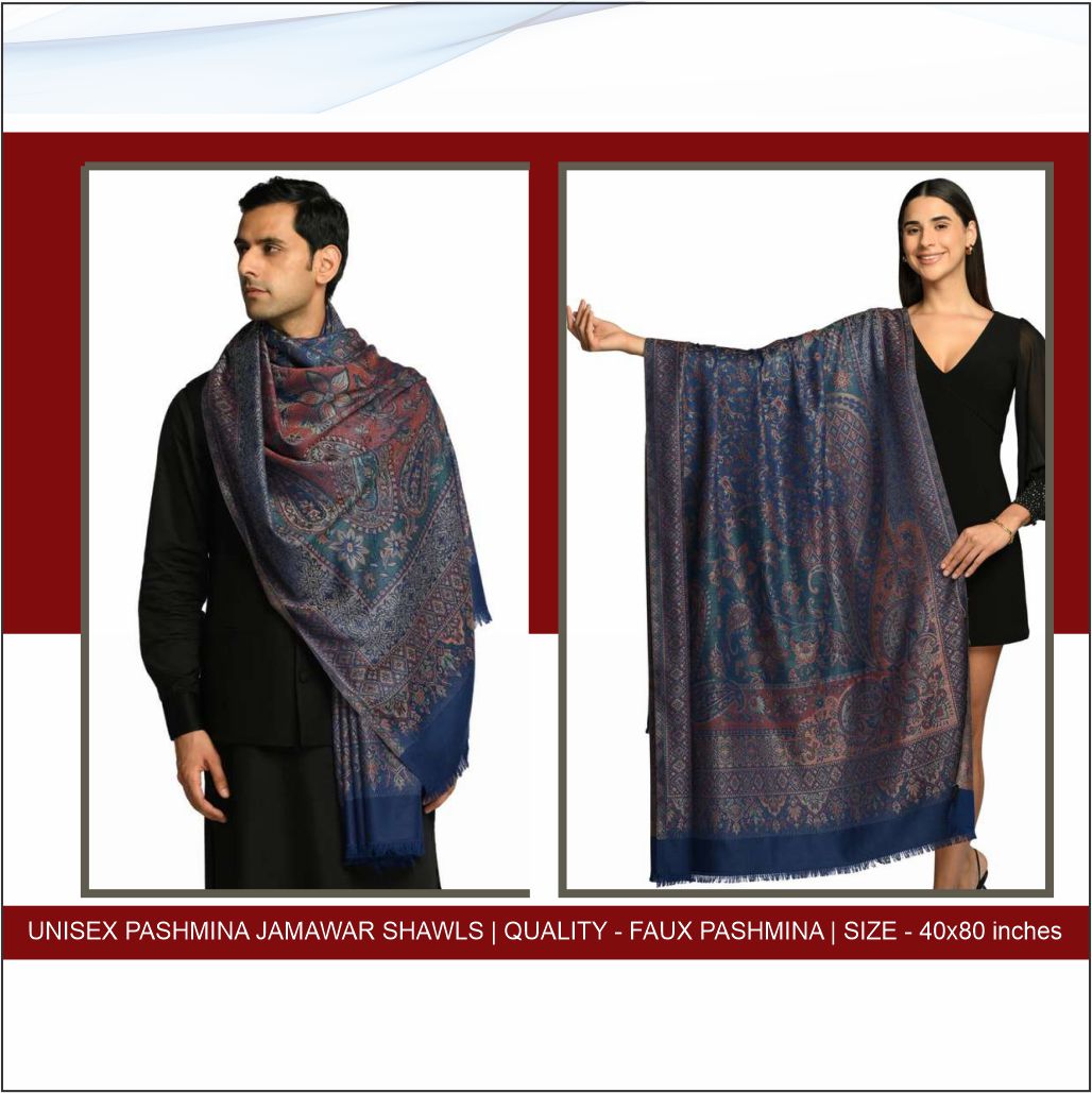 Unisex Pashmina Jamawar Shawls - Image 3