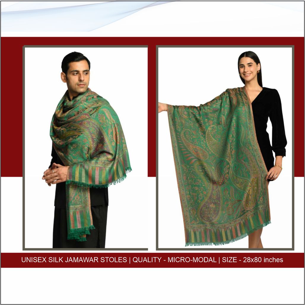 Unisex Silk Jamawar Stoles - Image 5