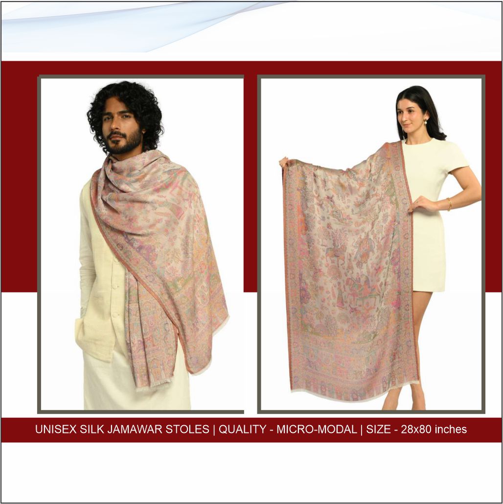 Unisex Silk Jamawar Stoles