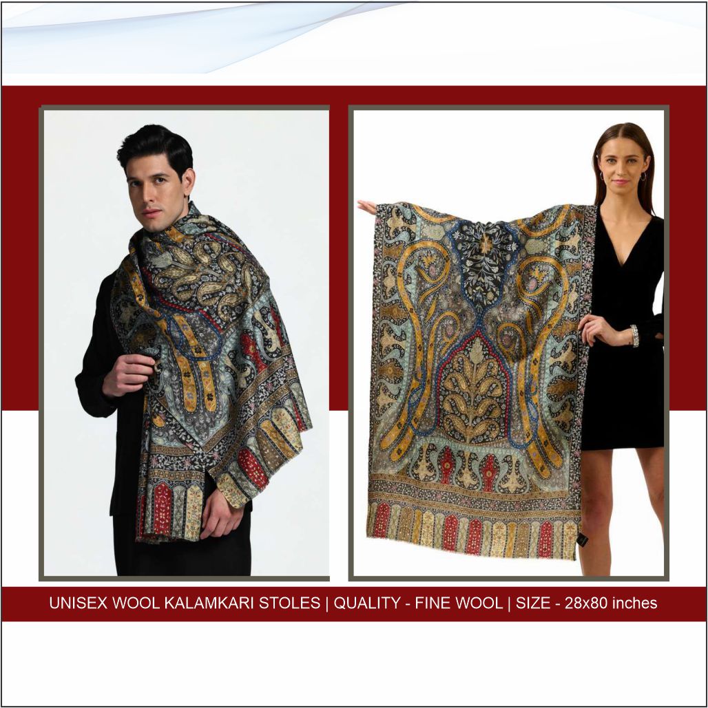 Unisex Wool Kalamkari Stoles