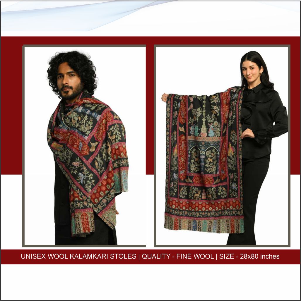 Unisex Wool Kalamkari Stoles - Image 2