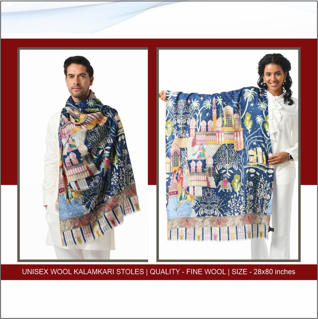 Unisex Wool Kalamkari Stoles - Image 3