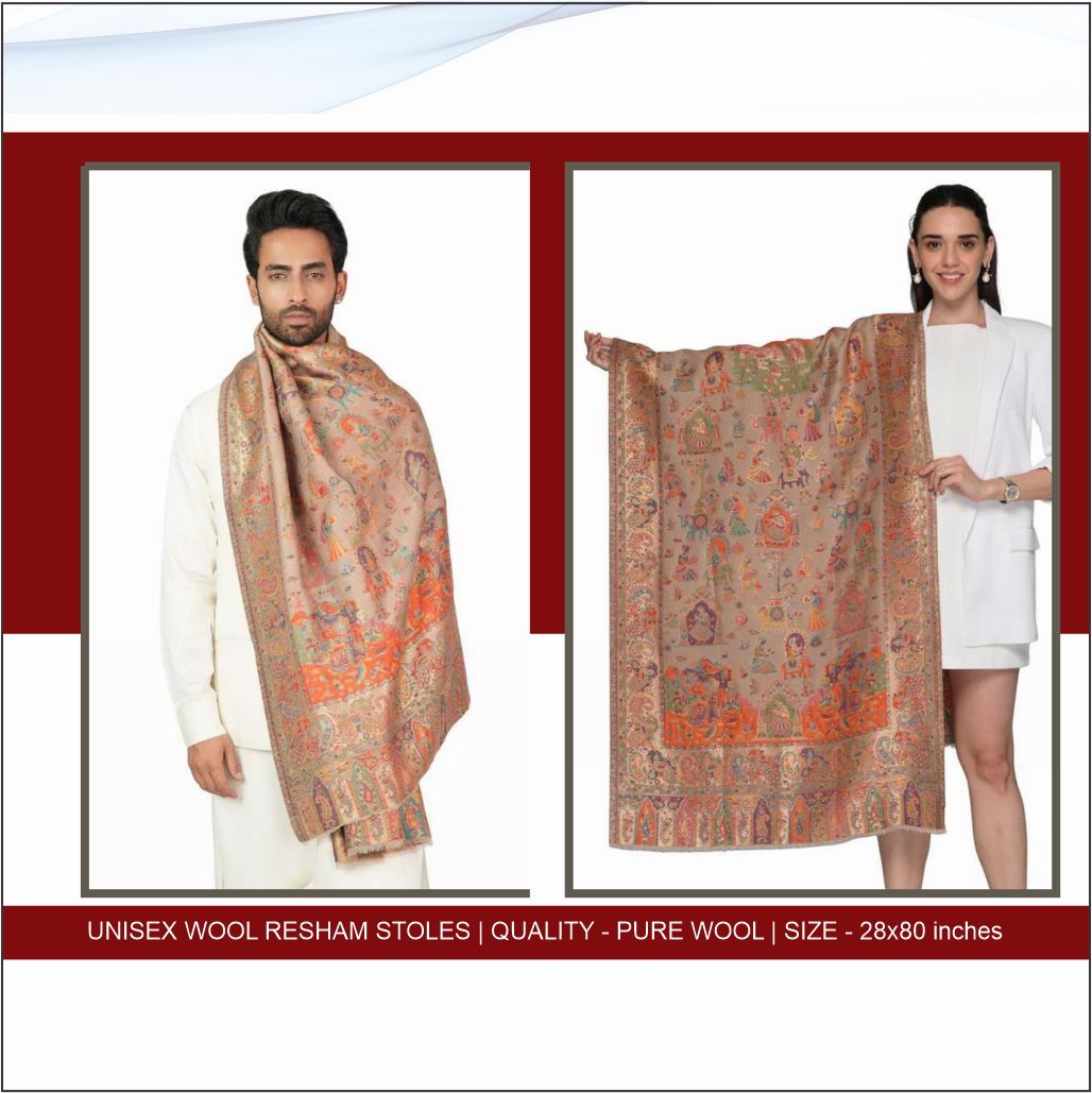 Unisex Pure Wool Resham Stoles