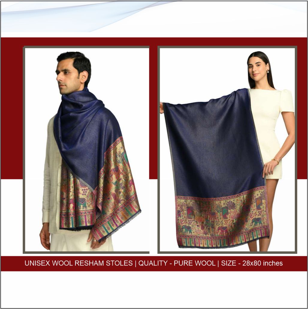 Unisex Pure Wool Resham Stoles - Image 2